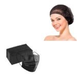 Disposable Combo – 100 Black 3-Ply Masks + 100 Bouffant Caps
