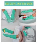 3P Reusable Green Latex Cleaning Gloves – Long Sleeve, Size : M,L , 1 Pair - Image 5