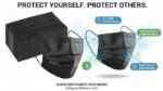 Disposable Combo – 100 Black 3-Ply Masks + 100 Bouffant Caps - Image 2