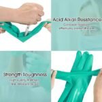 3P Reusable Green Latex Cleaning Gloves – Long Sleeve, Size : M,L , 1 Pair - Image 3
