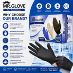 Mr Glove Black Nitrile Examination Gloves – (Size : S,M,L), 100 Pcs - Image 4