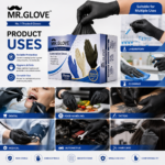 Mr Glove Black Nitrile Examination Gloves – (Size : S,M,L), 100 Pcs - Image 3