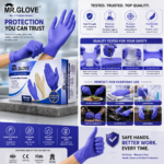 Mr Glove Blue Nitrile Examination Gloves – Powder-Free, Blue, 100 Pcs, (Size : S,M,L) - Image 6